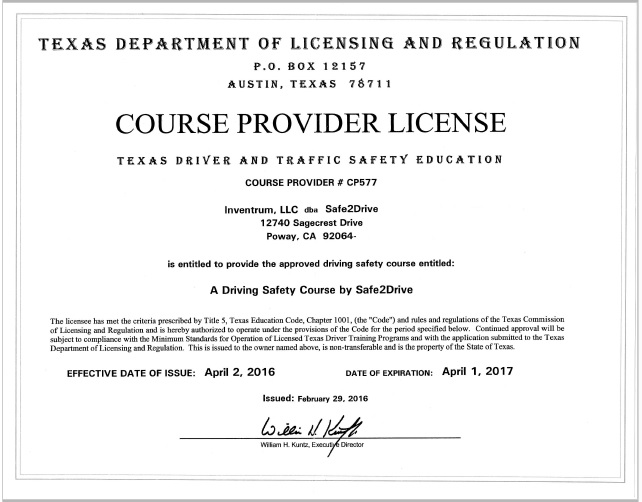 course provider license